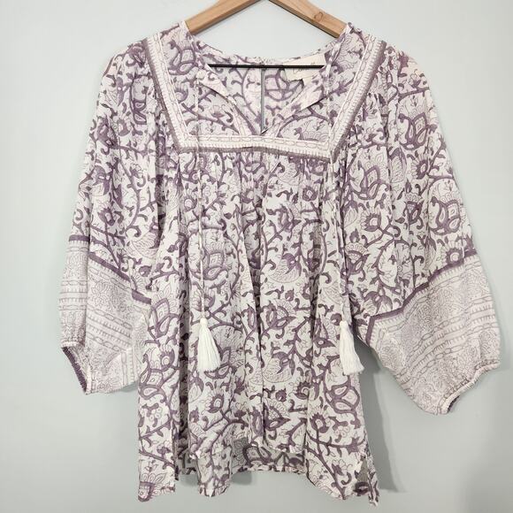 Cleobella Boho Peasant Blouse Paisley Flowy, S - Picture 1 of 9